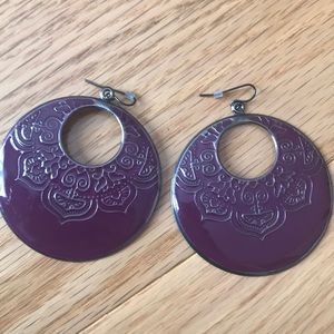 Purple statement earrings